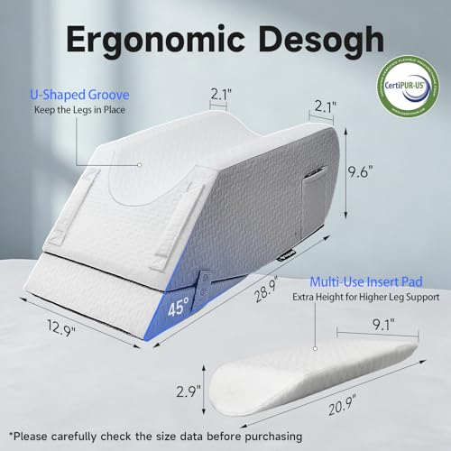 Leg Elevation Pillow for After Surgery, Adjustable 4 Heights & 2 Slope