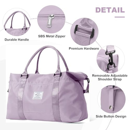 Travel Duffel Bags for Women,Carry-On Weekender Overnight Bag - color: Light Purple, size: Extra Large