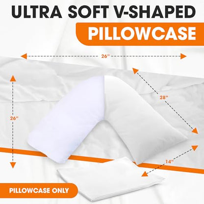 Cheer Collection Down Alternative V Pillowcase – Soft V-Shaped Pillow Cover, Removable & Machine Washable, Replacement Case for Support Pillows - size: Large Pillowcase