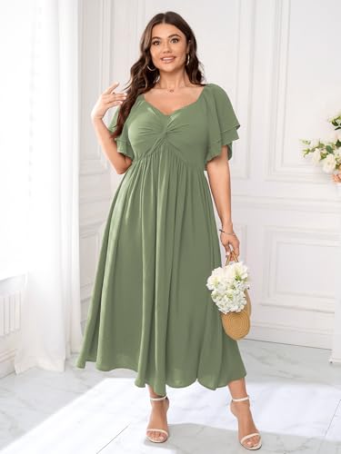 SCOMCHIC Women's Plus Size Cocktail Dress - color: Sage Green, size: X-Large Plus