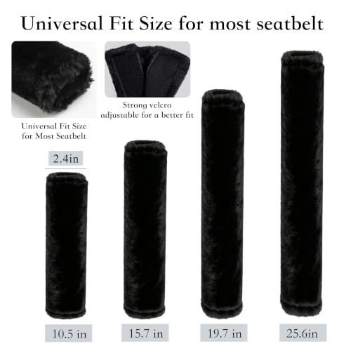 Amooca 15.7in Extra Long Furry Universal Car Seatbelt Cover Shoulder Pad - color: Black, size: 15.7in 1pack