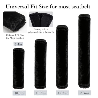 Amooca 15.7in Extra Long Furry Universal Car Seatbelt Cover Shoulder Pad - color: Black, size: 15.7in 1pack