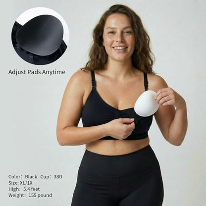 Under Control Nursing Bra 4-Pack - Wireless Maternity & Sleep Bra with Removable Pads - Comfortable Breastfeeding Bra (S-2XL) - color: Black/Coco/Black/Burg Mist, size: Medium