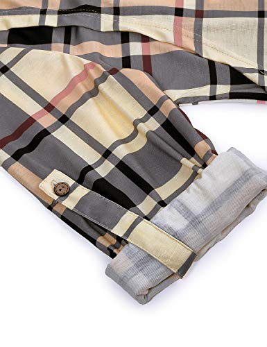 Joymom Maternity Rolled Long Sleeve Nursing Tops Tunic Blouses Breastfeeding - color: 1-1 Beige Plaid, size: X-Large