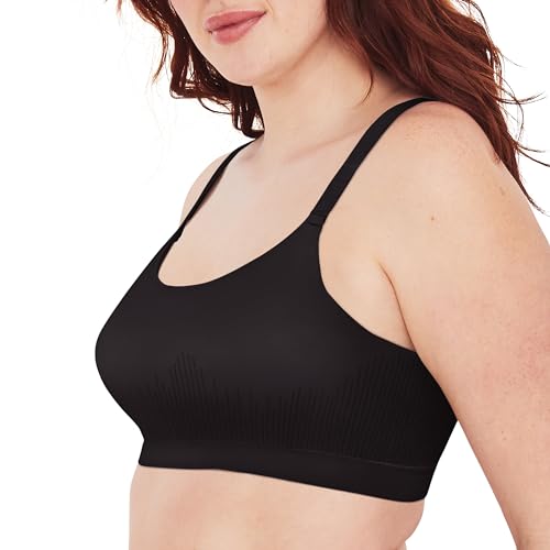 Bali Women's Modern Seamless Bralette, Pullover Wireless Bralette with Adjustable Straps - color: Black, size: XX-Large