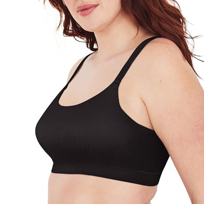 Bali Women's Modern Seamless Bralette, Pullover Wireless Bralette with Adjustable Straps - color: Black, size: XX-Large
