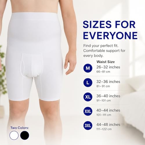 The Natural Posture Men's Tummy Control Compression Shorts - Slimming Boxer Briefs – Lightweight Stomach Shapewear - color: White, size: Large