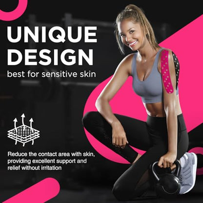 OK TAPE Perforated Kinesiology Tape for Sensitive Skin, More Breathable - color: Black