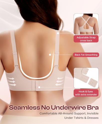 Werena Jelly Minimizer Bras for Women Wireless Plus Size Push Up Bra - color: Pink, size: Small