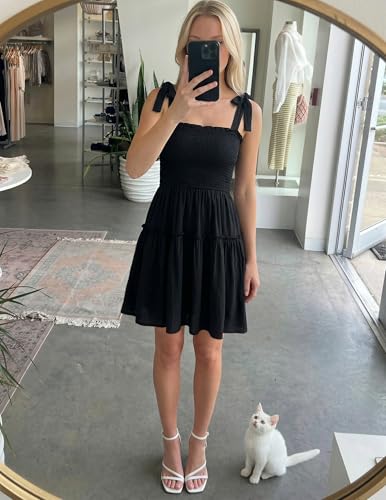 ZESICA Womens Summer Spaghetti Strap Sleeveless Mini Dress - color: Black, size: X-Small
