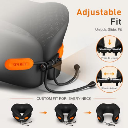 Premium Travel Pillow for Airplanes, Ergonomic Neck Pillow for Long Flights - color: Black