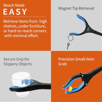 2Pcs 32" Grabber Reacher Tool, Rotating Jaw with Built-in Magnet