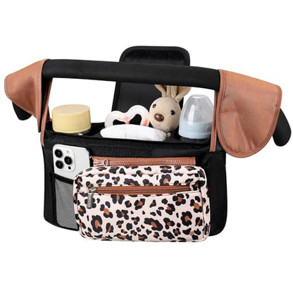 Accmor Universal Stroller Organizer with Insulated Cup Holder - color: Leopard