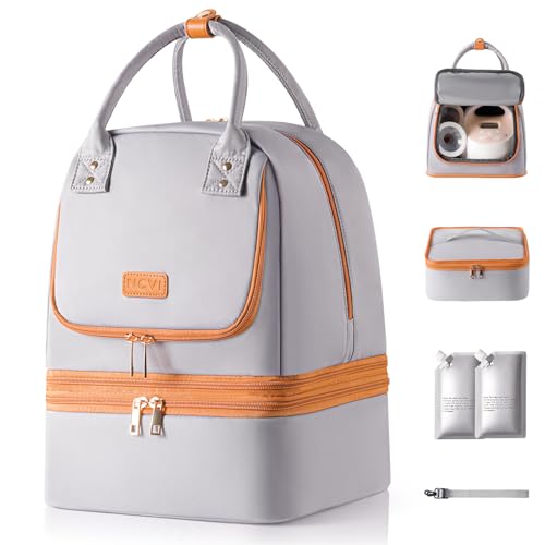 NCVI Breast Pump Backpack, Double Layer Removable, for Spectra/Medela - color: Slate Grey
