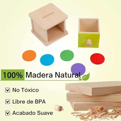 Adena Montessori Coin Box, Yellow-Green Door, 6-12m