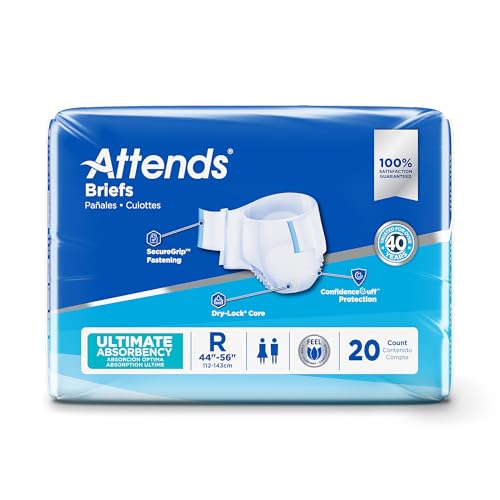 Attends Adult Incontinence Briefs, Regular, Ultimate Absorbency, 20ct Bag - size: Regular (Pack of 20)