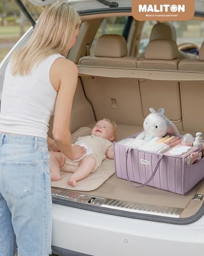 Maliton Baby Diaper Caddy Organizer for Changing Table, Portable, Purple - color: Purple