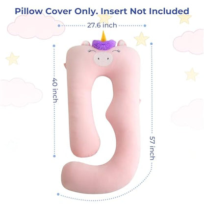 Sasttie Velvet Pregnancy Pillow Cover, U-Shaped, Pink - color: Pink