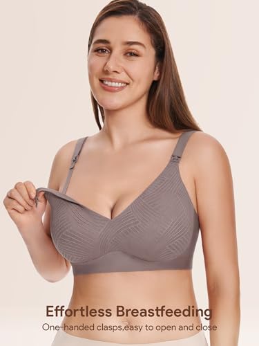 Angelhood Nursing Bras for Breastfeeding, Seamless Wireless Bra Push up - color: Multicoloured D, size: Large