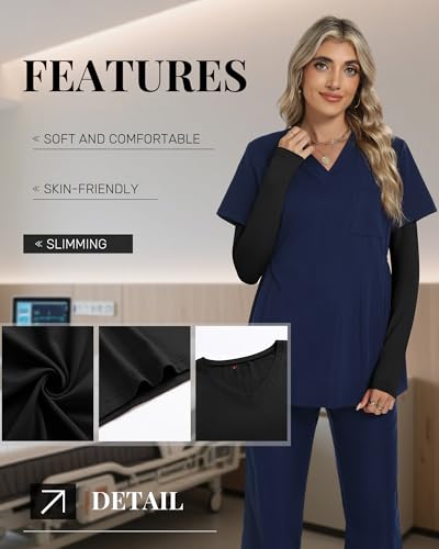 Neer 3 Pack Women Long Sleeve Underscrubs Shirts - color: Black, Black, Black, size: X-Small