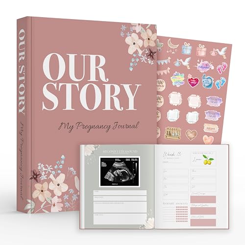 Pregnancy Journal Baby Book – 11” x 8.5” Hardcover Keepsake with Lay-Flat Binding, 3 Sticker Pages, Gift for Expecting Moms, First-Time Mom, Pregnancy Memory Book