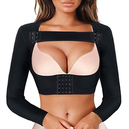 LANCS Arm Compression Sleeve Women Post Surgical Slimmer Arm Shaper Tops - color: Black, size: Small