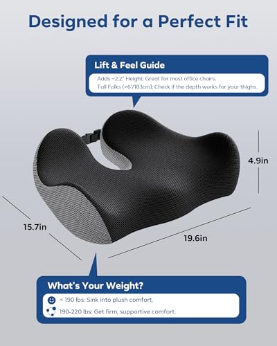 Seat Cushion - Memory Foam Ergonomic Seat Cushion -for Long Sitting - color: Gray