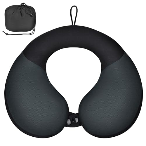 COOLBEBE Kids Travel Neck Pillow, Head Support for Car Seat & Plane, Black - color: Black & Grey