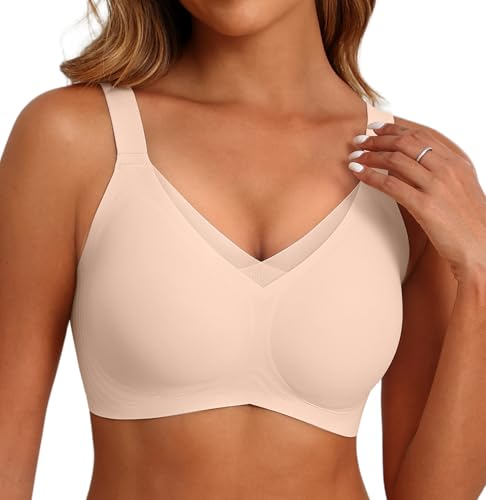 SHIJIALI Jelly Bras Wireless Push Up Invisible Under Tees - color: A01 Blush Beige, size: Medium