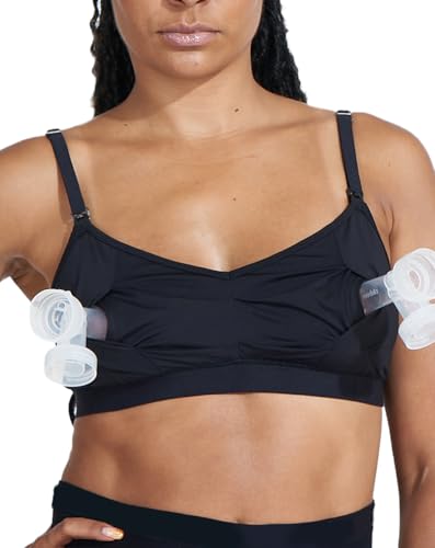 Bodily Do Anything Nursing Bra for Breastfeeding & Hands-Free Pumping - color: Black, size: Medium