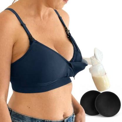 Simple Wishes Pumping Bra Hands Free, Nursing Bra for Breastfeeding - color: Black, size: Medium