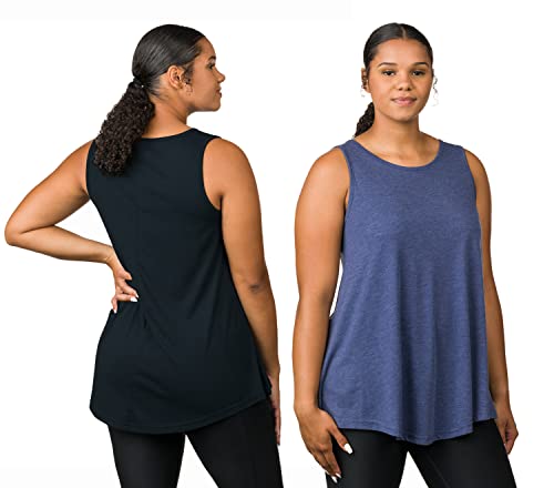 Epic MMA Gear 2 Pack Long Flowy Sleeveless Tunic Top For Women - color: Blk/Blue P, size: 3X-Large