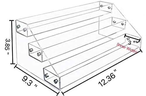 PMMASTO Wide Clear Acrylic Spice Rack for Countertops- 3 Tier - size: Widen 3 Tier - inner width 3''