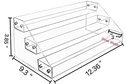 PMMASTO Wide Clear Acrylic Spice Rack for Countertops- 3 Tier - size: Widen 3 Tier - inner width 3''