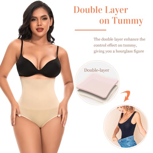 Werena Tummy Control Shapewear for Women High Waisted Body Shaper Panties Slimming Girdle Shaping Briefs - color: 1# Beige, size: Large