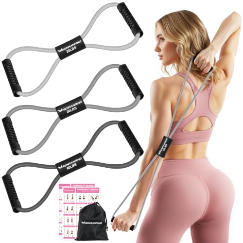 Resistance Bands with Handles, Figure 8 Fitness Bands, Exercise Bands Set - color: Grey series, size: 3pcs