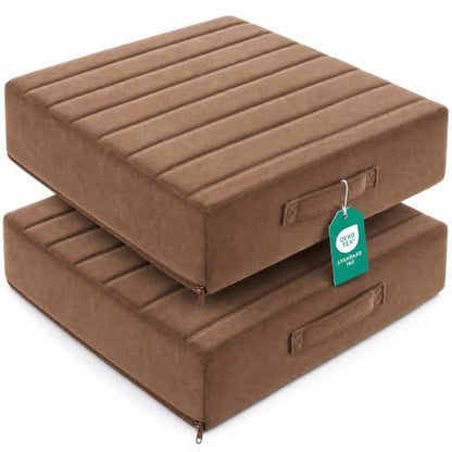 Codi Couch Cushion Replacements 2 Pack, 5 Inch High-Density Foam, 24 Inch - color: Coffee, size: 24 Inch (Pack of 2)
