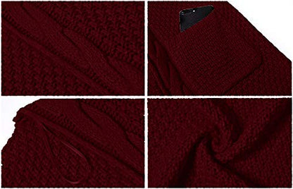 GRECERELLE Womens Fall Winter Long Sleeve Cardigans Sweater with Pockets - color: 03 Wine Red, size: Small