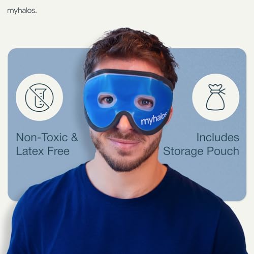 MyHalos Cooling Gel Eye Mask, Cold Ice Pack for Puffy Eyes & Dark Circles - color: Blue - 1 Pack