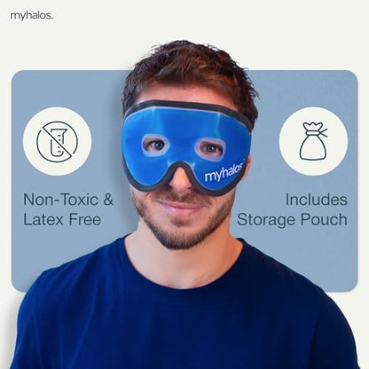 MyHalos Cooling Gel Eye Mask, Cold Ice Pack for Puffy Eyes & Dark Circles - color: Blue - 1 Pack