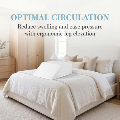 Leg Elevation Pillows for Swelling - Supportive Bed Memory Foam Wedge Pillow for After Surgery, Circulation, Swelling, Foot & Knee Discomfort