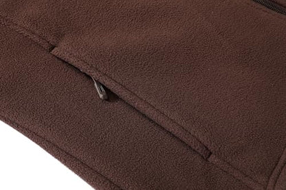 GIMECEN Women's Full Zip Soft Polar Fleece Jacket Outdoor Recreation Coat - color: Coffee, size: Large