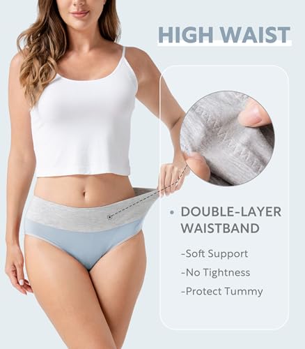 DAVID ARCHY Women's Bamboo Rayon Briefs, High-Waisted Underwear, 4/6 Pack - color: A-blue Gray + Sky Blue + Light Purple + Purple Gray, size: XX-Large