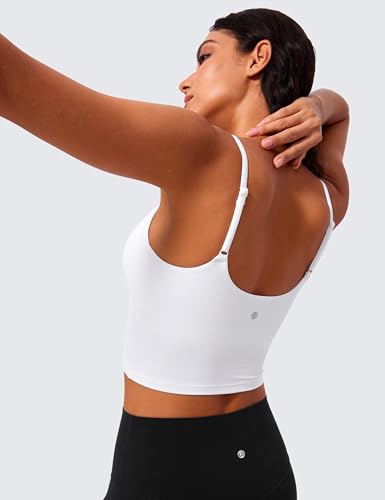 CRZ YOGA Butterlift Scoop Neck Crop Tank Top - color: White, size: Large