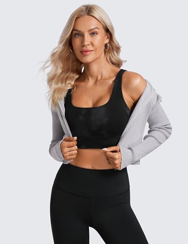 CRZ YOGA Butterluxe U Back Sports Bras - color: Black Tie Dye, size: Medium