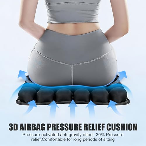 Inflatable Seat Cushion, Travel Cushion for Airplane Without Air Pump