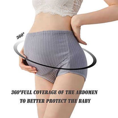 Maternity Cotton Underwear High Waist Adjustable Pregnancy Seamless Soft Hipster Panties Over Bump 4-Pack - color: 2gray+2black(4 Pack), size: Large
