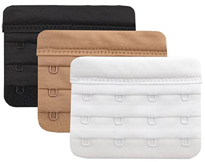 Women Bra Extenders 2 Hook/3 Hook/4 Hook Soft Bra Strap Extension - color: Bra Extender 4 Hook Black/Beige/White