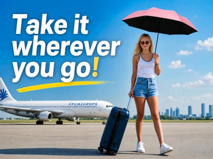 BAODINI Mini Travel Umbrella with UV Sun Protection, Compact Pocket-Size - color: D-1 Pack Pink