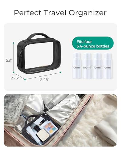 BAGSMART Puffy Clear Toiletry Bag, TSA-Approved & Wide-Open, 2-Pack, Black - color: Jet Black